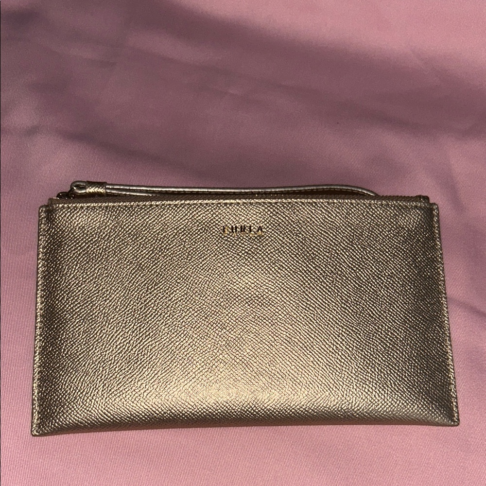 Furla Chic Gold Sparkle Leather Clutch
